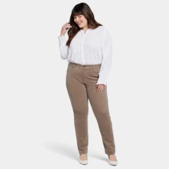 Marilyn Straight Pants In Plus Size - Saddlewood -Nydj Apparel Shop WBCRMS2299 SADLW DPA