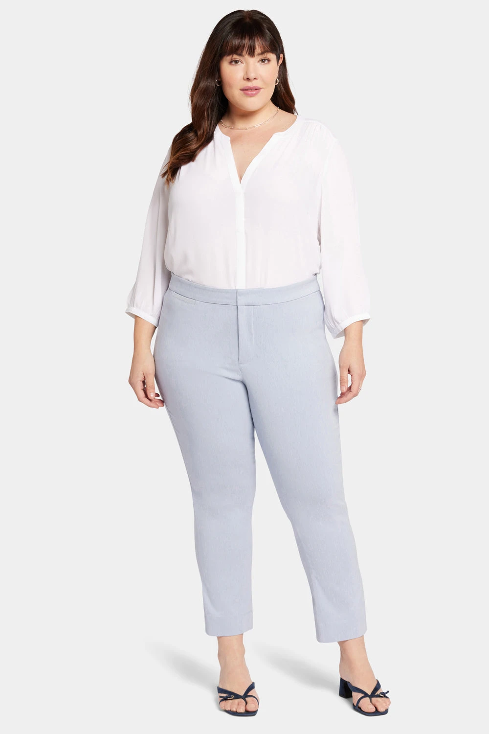 Slim Trouser Ankle Pants In Plus Size - Light Blue Heather 1 Slim Trouser Ankle Pants In Plus Size - Light Blue Heather