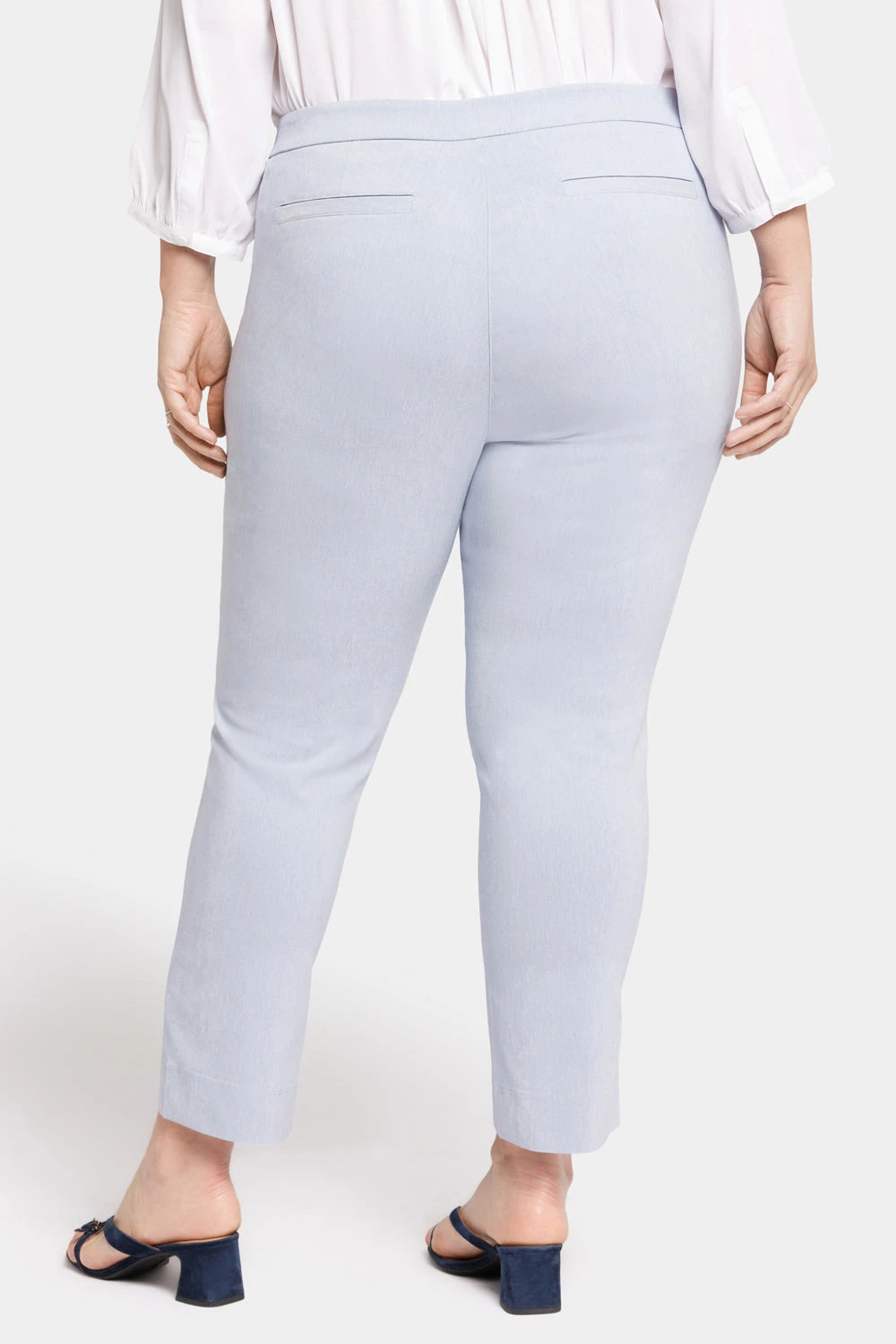 Slim Trouser Ankle Pants In Plus Size - Light Blue Heather 2 Slim Trouser Ankle Pants In Plus Size - Light Blue Heather - Image 2
