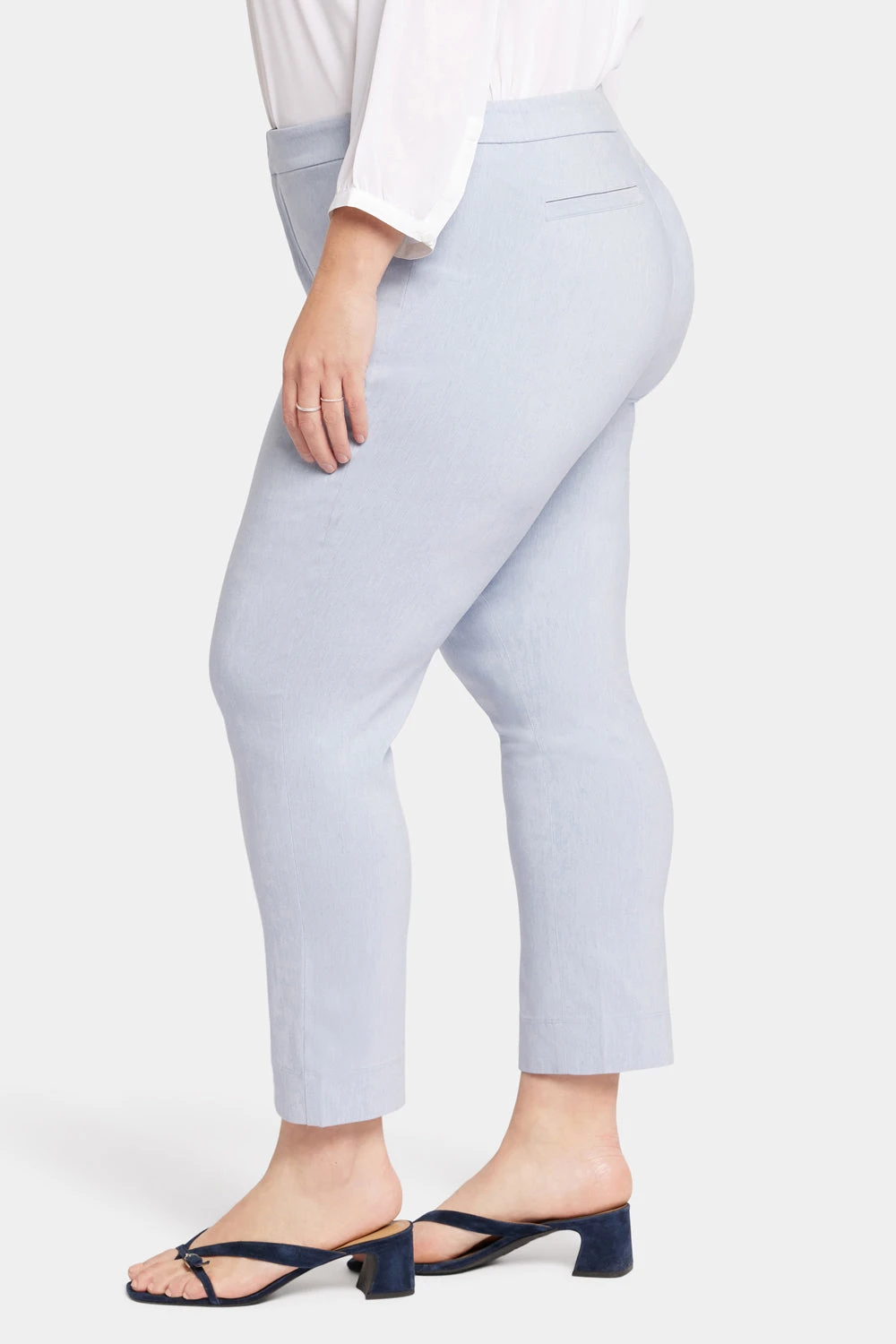 Slim Trouser Ankle Pants In Plus Size - Light Blue Heather 3 Slim Trouser Ankle Pants In Plus Size - Light Blue Heather - Image 3