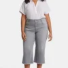 Brigitte Wide Leg Capri Jeans In Plus Size - Rock Sand