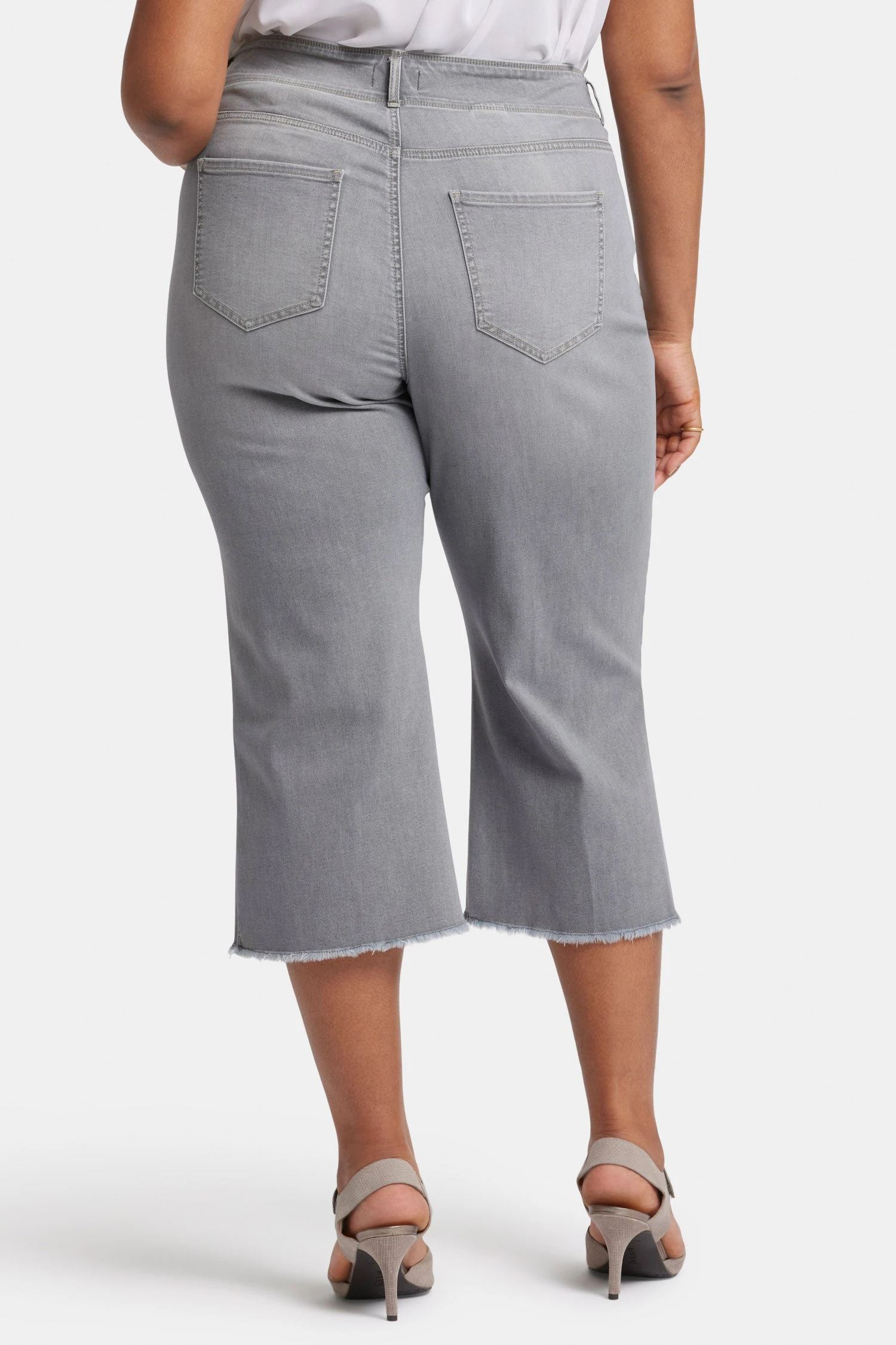 Brigitte Wide Leg Capri Jeans In Plus Size - Rock Sand 2 Brigitte Wide Leg Capri Jeans In Plus Size - Rock Sand - Image 2