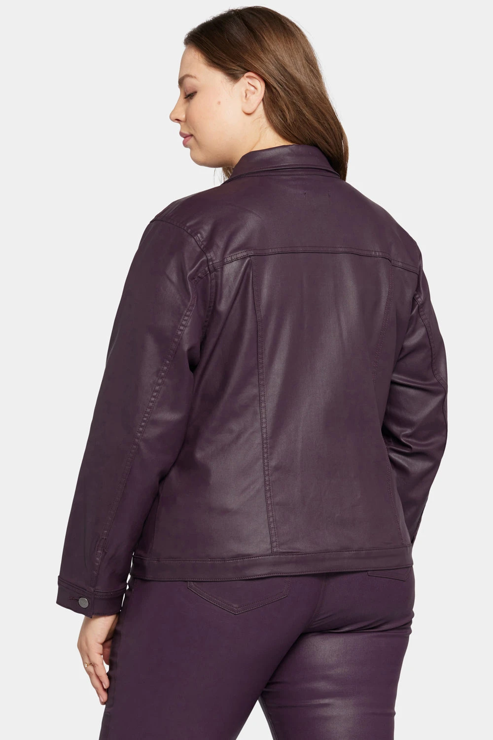 Coated Denim Jacket In Plus Size - Eggplant Coated 2 Coated Denim Jacket In Plus Size - Eggplant Coated - Image 2