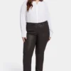 Coated Marilyn Straight Jeans In Plus Size - Cordovan Coated