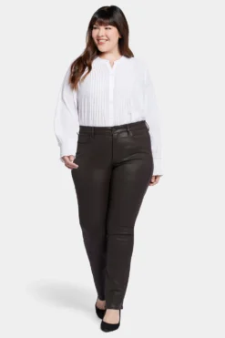 Coated Marilyn Straight Jeans In Plus Size - Cordovan Coated 10 Coated Marilyn Straight Jeans In Plus Size - Cordovan Coated -Nydj Apparel Shop WCFDMS2299 CRCTD 4