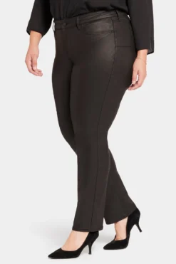 Uplift Coated Marilyn Straight Jeans In Plus Size - Black Coated 8 Uplift Coated Marilyn Straight Jeans In Plus Size - Black Coated -Nydj Apparel Shop WCFDMS8548 BKCOA 3