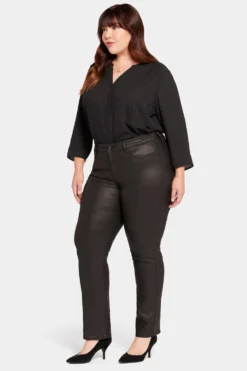 Uplift Coated Marilyn Straight Jeans In Plus Size - Black Coated 10 Uplift Coated Marilyn Straight Jeans In Plus Size - Black Coated -Nydj Apparel Shop WCFDMS8548 BKCOA 5