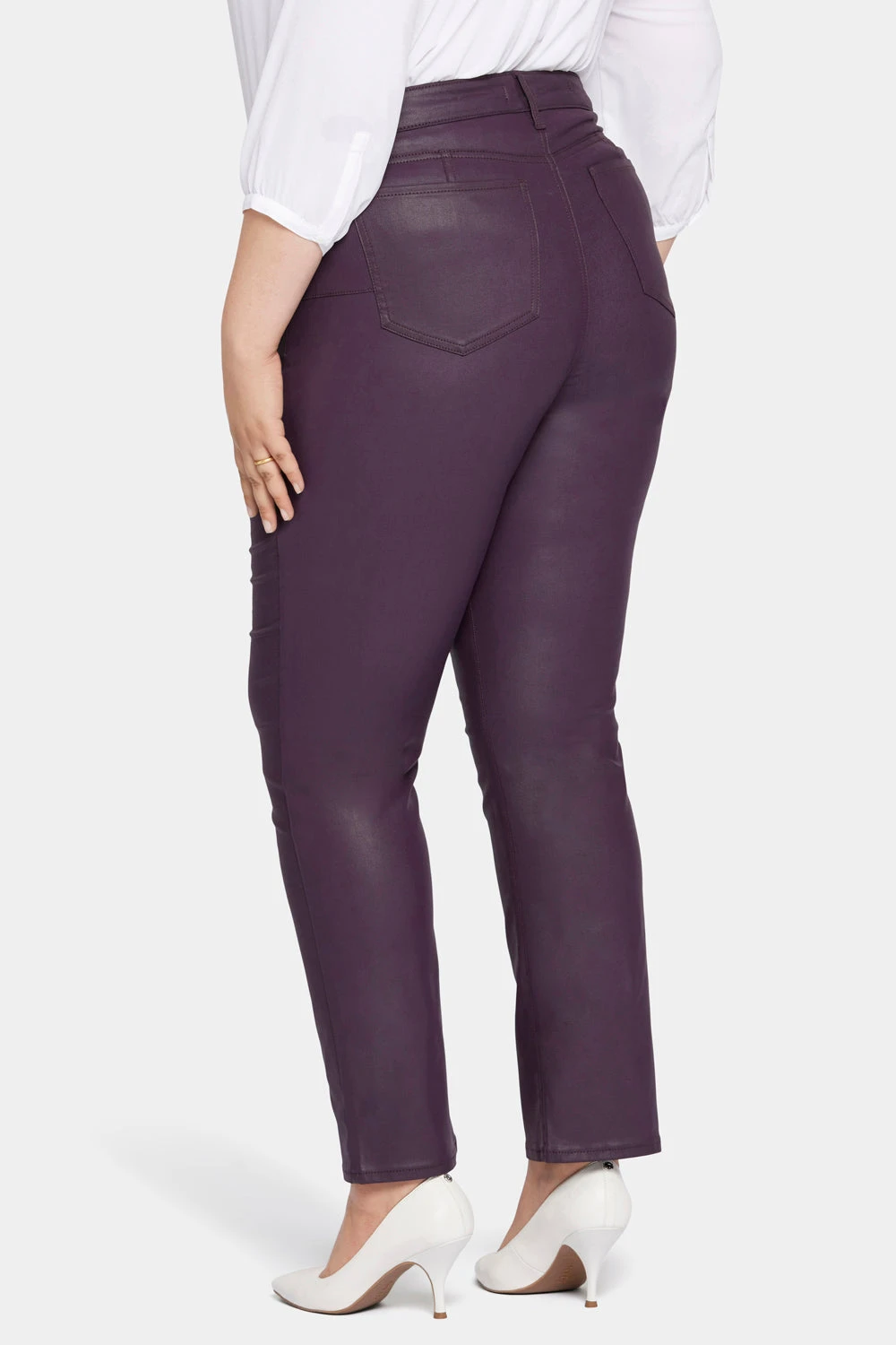 Uplift Coated Marilyn Straight Jeans In Plus Size - Eggplant Coated 2 Uplift Coated Marilyn Straight Jeans In Plus Size - Eggplant Coated - Image 2