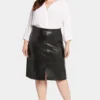 Faux Leather A-Line Skirt In Plus Size - Black