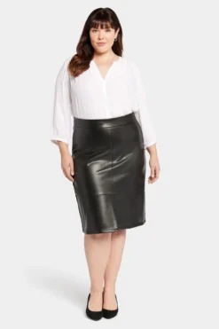 Faux Leather A-Line Skirt In Plus Size - Black 9 Faux Leather A-Line Skirt In Plus Size - Black -Nydj Apparel Shop WCFL8269 858 4