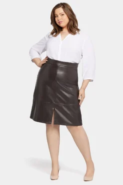 Faux Leather A-Line Skirt In Plus Size - Cordovan -Nydj Apparel Shop WCFL8269 CRDVN 4