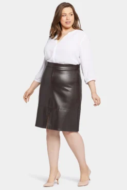 Faux Leather A-Line Skirt In Plus Size - Cordovan -Nydj Apparel Shop WCFL8269 CRDVN 5
