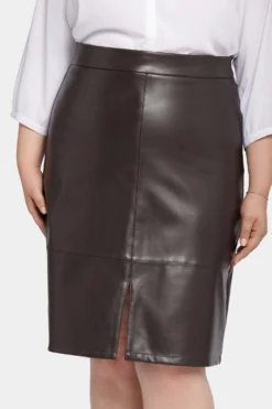 Faux Leather A-Line Skirt In Plus Size - Cordovan -Nydj Apparel Shop WCFL8269 CRDVN 6