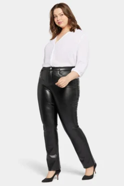 Faux Leather Marilyn Straight Pants In Plus Size - Black -Nydj Apparel Shop WCFLMS2299 858 5