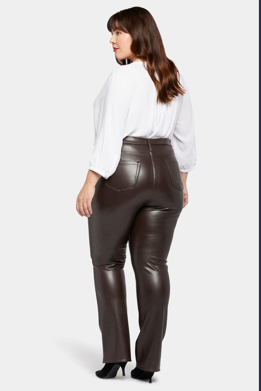 Faux Leather Marilyn Straight Pants In Plus Size - Cordovan 6 Faux Leather Marilyn Straight Pants In Plus Size - Cordovan - Image 6