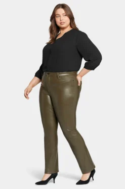 Faux Leather Marilyn Straight Pants In Plus Size - Ripe Olive 11 Faux Leather Marilyn Straight Pants In Plus Size - Ripe Olive -Nydj Apparel Shop WCFLMS2299 RPOLV 5