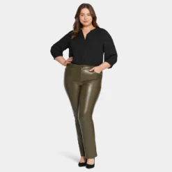 Faux Leather Marilyn Straight Pants In Plus Size - Ripe Olive 13 Faux Leather Marilyn Straight Pants In Plus Size - Ripe Olive -Nydj Apparel Shop WCFLMS2299 RPOLV DPA