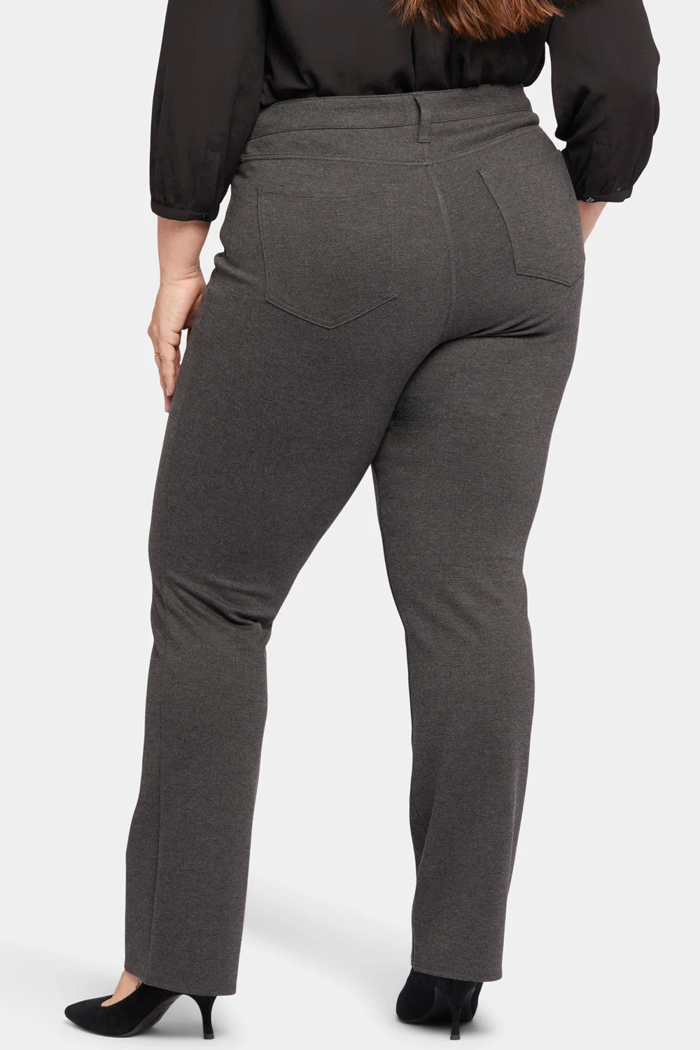 Marilyn Straight Pants In Plus Size - Charcoal Heathered 2 Marilyn Straight Pants In Plus Size - Charcoal Heathered - Image 2