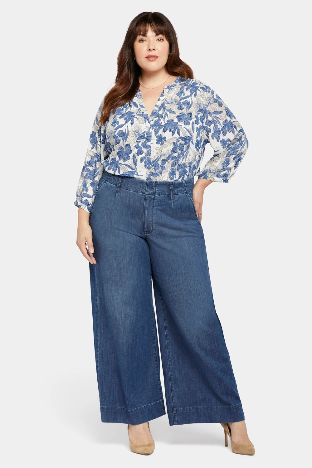 Mona Wide Leg Trouser Jeans In Plus Size - Reminiscent 4 Mona Wide Leg Trouser Jeans In Plus Size - Reminiscent - Image 4
