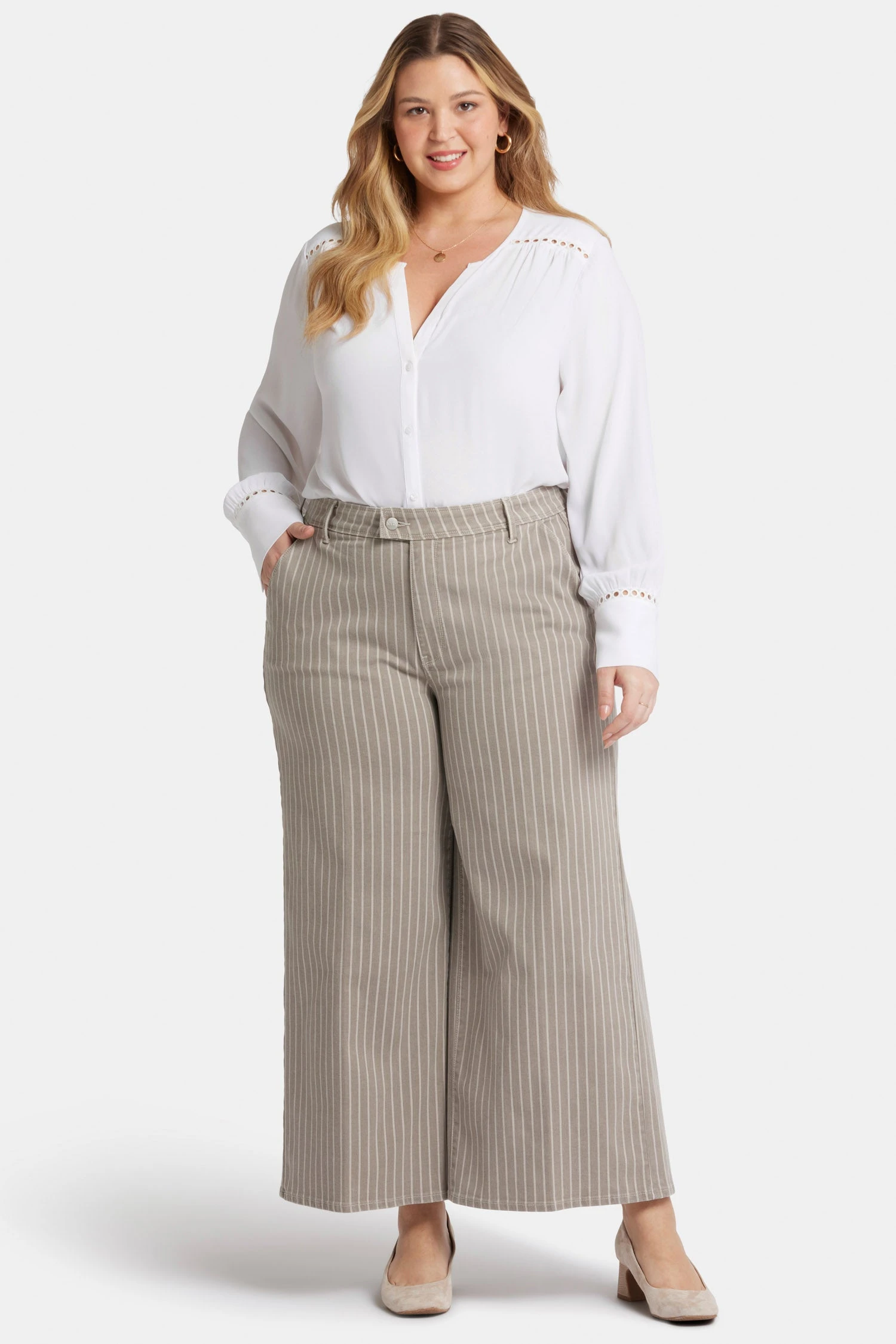 Mona Wide Leg Trouser Ankle Jeans In Plus Size - Boardwalk Stripe 1 Mona Wide Leg Trouser Ankle Jeans In Plus Size - Boardwalk Stripe