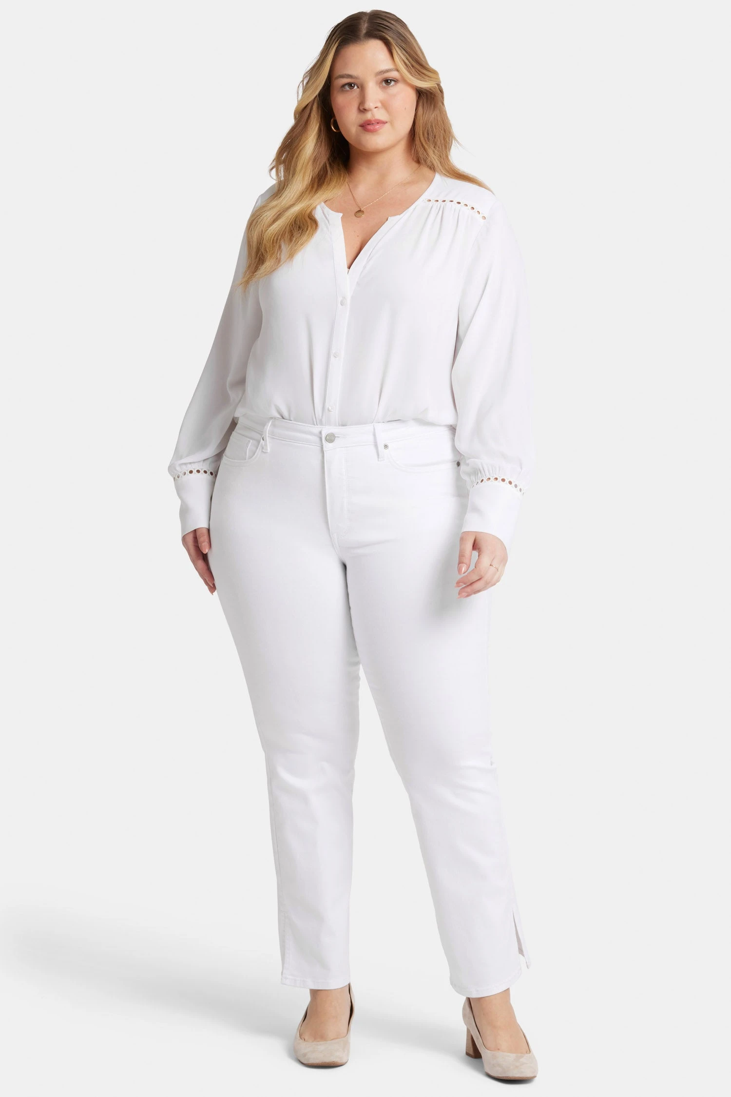 Barbara Bootcut Jeans In Plus Size - Optic White 1 Barbara Bootcut Jeans In Plus Size - Optic White