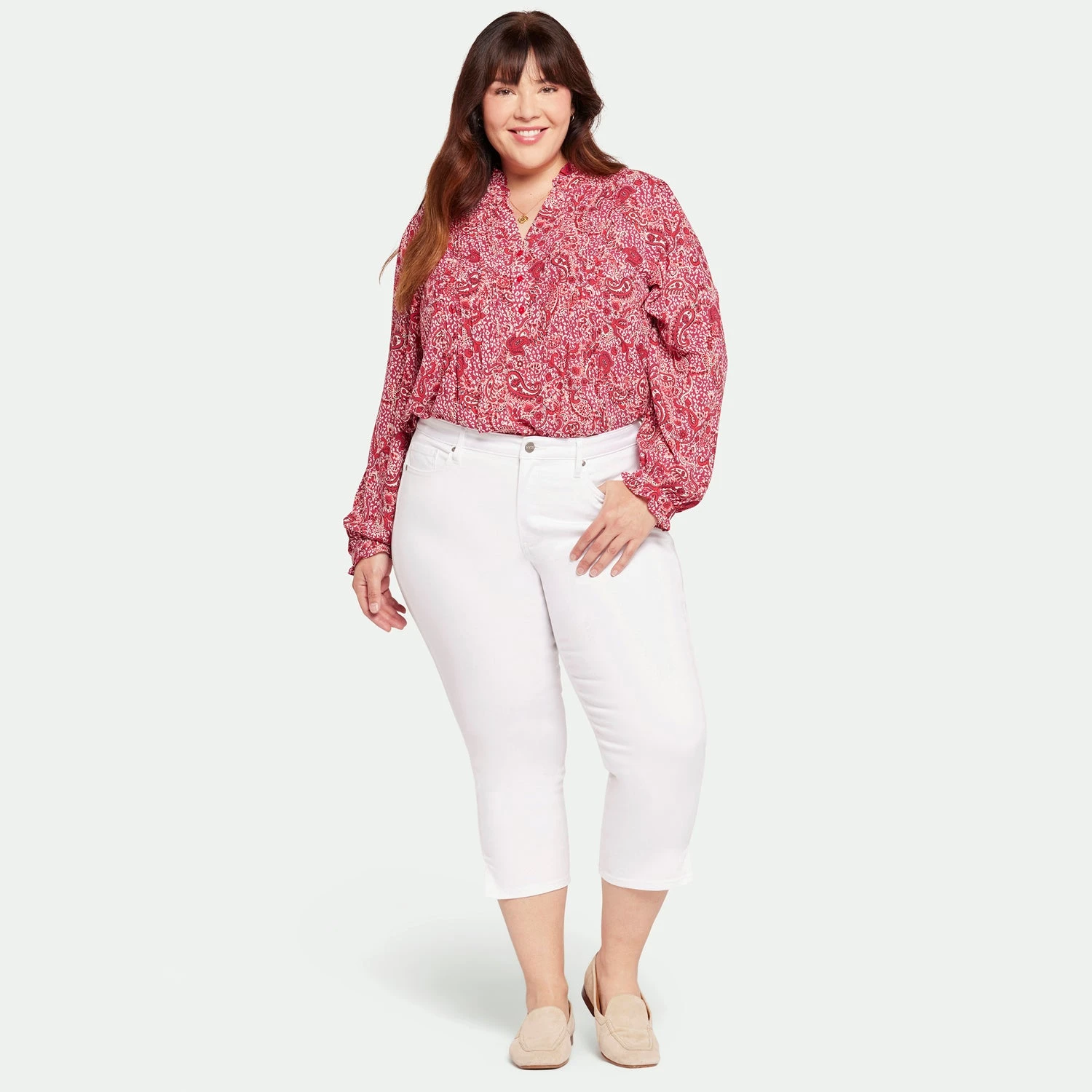 Chloe Capri Jeans In Plus Size - Optic White 7 Chloe Capri Jeans In Plus Size - Optic White - Image 7