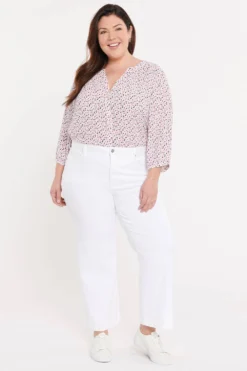 Teresa Wide Leg Ankle Jeans In Plus Size - Optic White