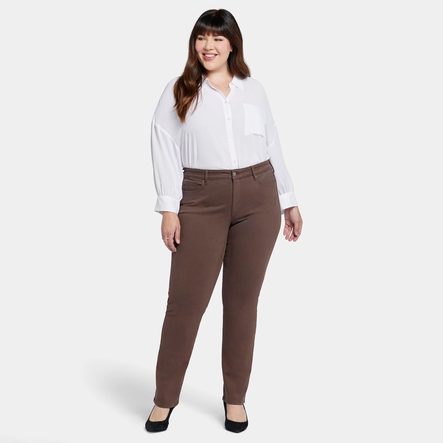 Marilyn Straight Jeans In Plus Size - Coffee Bean 7 Marilyn Straight Jeans In Plus Size - Coffee Bean - Image 7