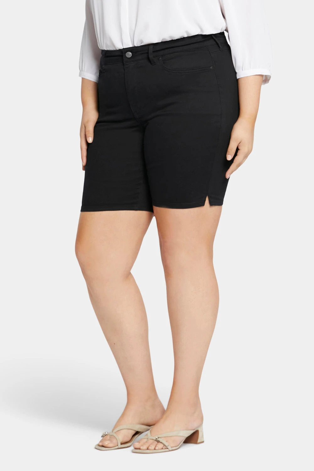 Ella Denim Shorts In Plus Size - Black 3 Ella Denim Shorts In Plus Size - Black - Image 3