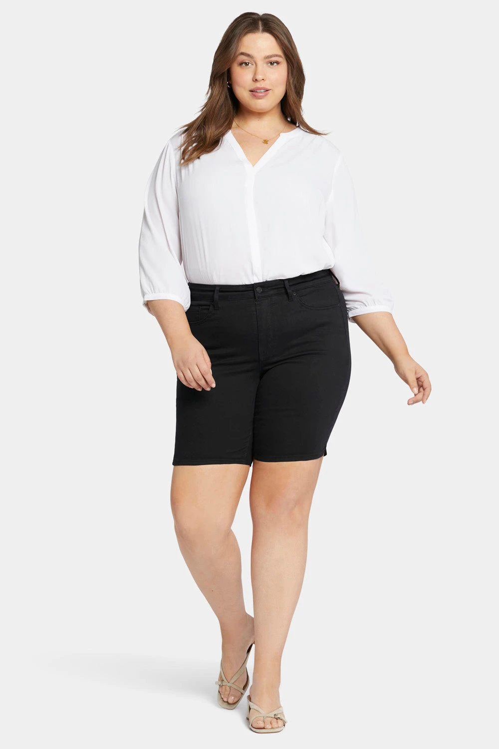 Ella Denim Shorts In Plus Size - Black 4 Ella Denim Shorts In Plus Size - Black - Image 4