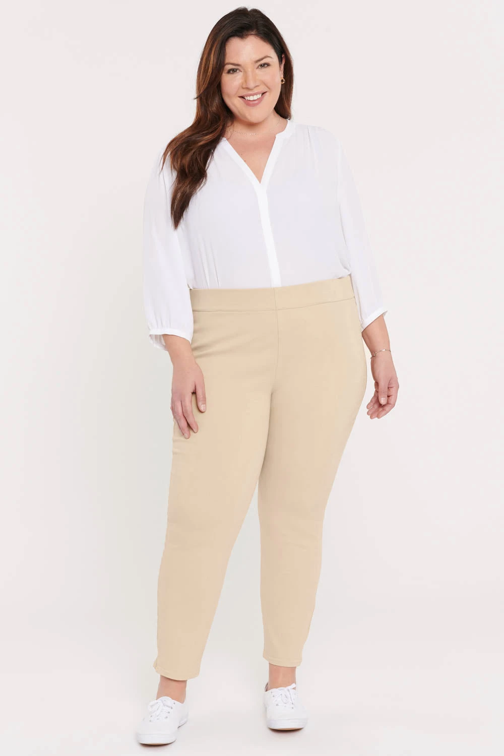 Skinny Ankle Pull-On Jeans In Plus Size - Marisol Warm Sand 1 Skinny Ankle Pull-On Jeans In Plus Size - Marisol Warm Sand