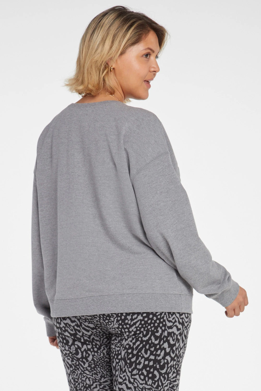 Basic Sweatshirt In Plus Size - Light Heather Grey 2 Basic Sweatshirt In Plus Size - Light Heather Grey - Image 2