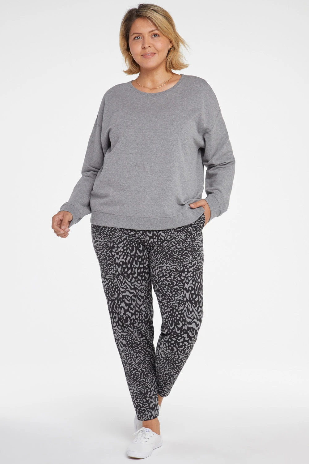 Basic Sweatshirt In Plus Size - Light Heather Grey 3 Basic Sweatshirt In Plus Size - Light Heather Grey - Image 3