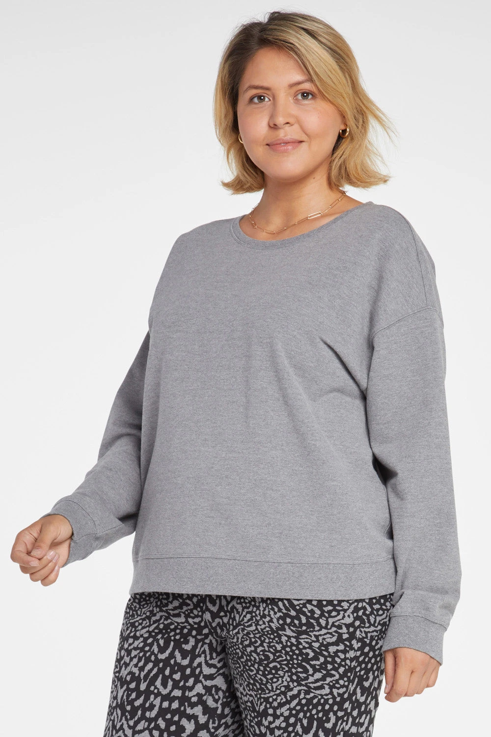 Basic Sweatshirt In Plus Size - Light Heather Grey 4 Basic Sweatshirt In Plus Size - Light Heather Grey - Image 4