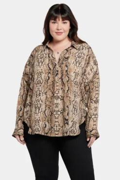 Becky Blouse In Plus Size - Victorian Python Pink Taupe -Nydj Apparel Shop WGGQ4254 F629 4