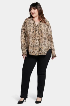 Becky Blouse In Plus Size - Victorian Python Pink Taupe -Nydj Apparel Shop WGGQ4254 F629 5