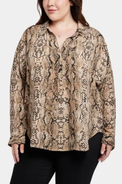 Becky Blouse In Plus Size - Victorian Python Pink Taupe -Nydj Apparel Shop WGGQ4254 F629 6