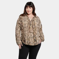 Becky Blouse In Plus Size - Victorian Python Pink Taupe -Nydj Apparel Shop WGGQ4254 F629 DPA