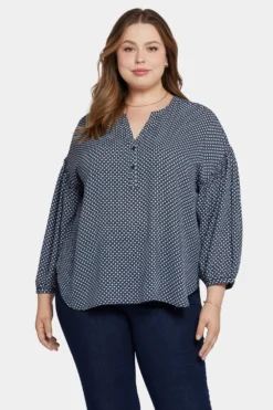 Paulina Peasant Blouse In Plus Size - Diamond Peak -Nydj Apparel Shop WGGQ4255 H1068 4