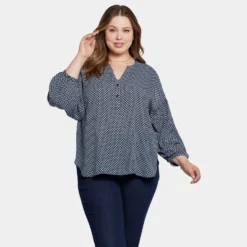 Paulina Peasant Blouse In Plus Size - Diamond Peak -Nydj Apparel Shop WGGQ4255 H1068 DPA