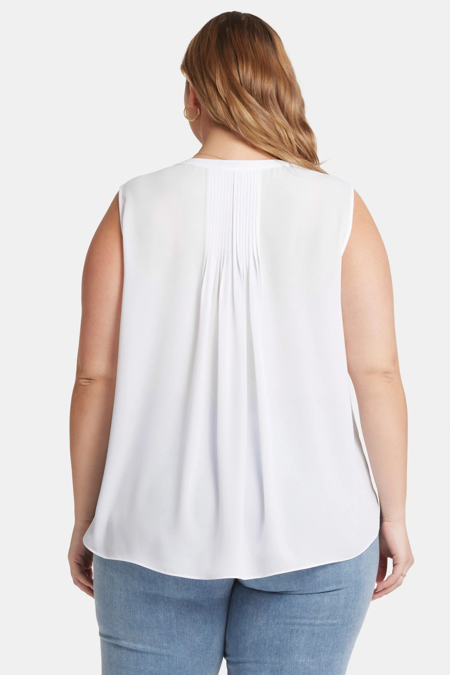 Sleeveless Pintuck Blouse In Plus Size - Optic White 2 Sleeveless Pintuck Blouse In Plus Size - Optic White - Image 2