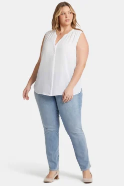 Sleeveless Pintuck Blouse In Plus Size - Optic White 10 Sleeveless Pintuck Blouse In Plus Size - Optic White -Nydj Apparel Shop WGGT3256 157 5