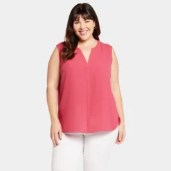 Sleeveless Pintuck Blouse In Plus Size - Raspberry Pink -Nydj Apparel Shop WGGT3256 RSPNK DPA