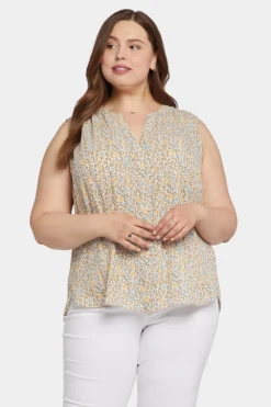 Sleeveless Pintuck Blouse In Plus Size - Sand Cat -Nydj Apparel Shop WGGT3256 U1043 4