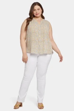 Sleeveless Pintuck Blouse In Plus Size - Sand Cat -Nydj Apparel Shop WGGT3256 U1043 5