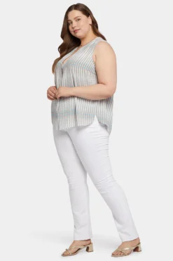 Sleeveless Pintuck Blouse In Plus Size - Azure Oracle -Nydj Apparel Shop WGGT3256 U1053 3