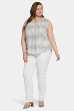 Sleeveless Pintuck Blouse In Plus Size - Azure Oracle -Nydj Apparel Shop WGGT3256 U1053 5