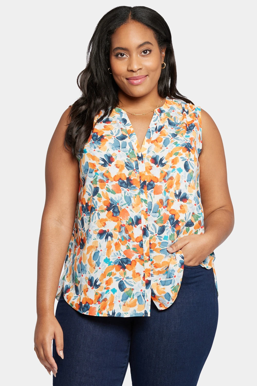 Sleeveless Pintuck Blouse In Plus Size - Cottage Pond 4 Sleeveless Pintuck Blouse In Plus Size - Cottage Pond - Image 4