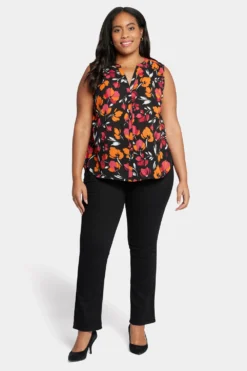 Sleeveless Pintuck Blouse In Plus Size - Tropical Waves -Nydj Apparel Shop WGGT3256 U1091 3 63cabec7 9c32 44aa 95c3 e0c73166114e