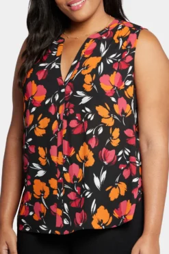 Sleeveless Pintuck Blouse In Plus Size - Tropical Waves -Nydj Apparel Shop WGGT3256 U1091 6 c37f1a21 09bc 45eb ad0e 65b11682998c